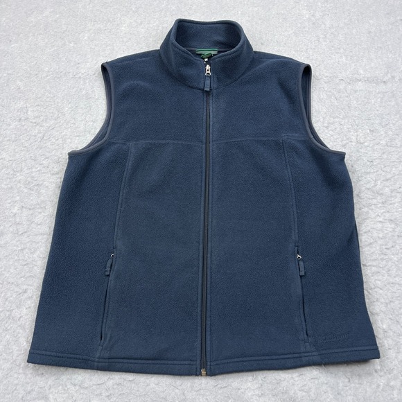 L.L. Bean Other - LL Bean Vest Men's Large Blue Polar Fleece Full Zip Sleeveless Mock Neck Pockets